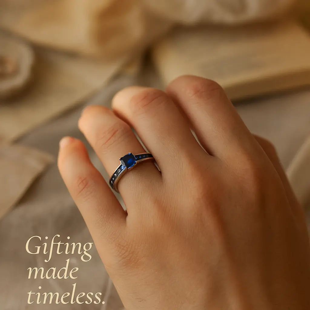 925 Sterling Silver Blue Sapphire Ring