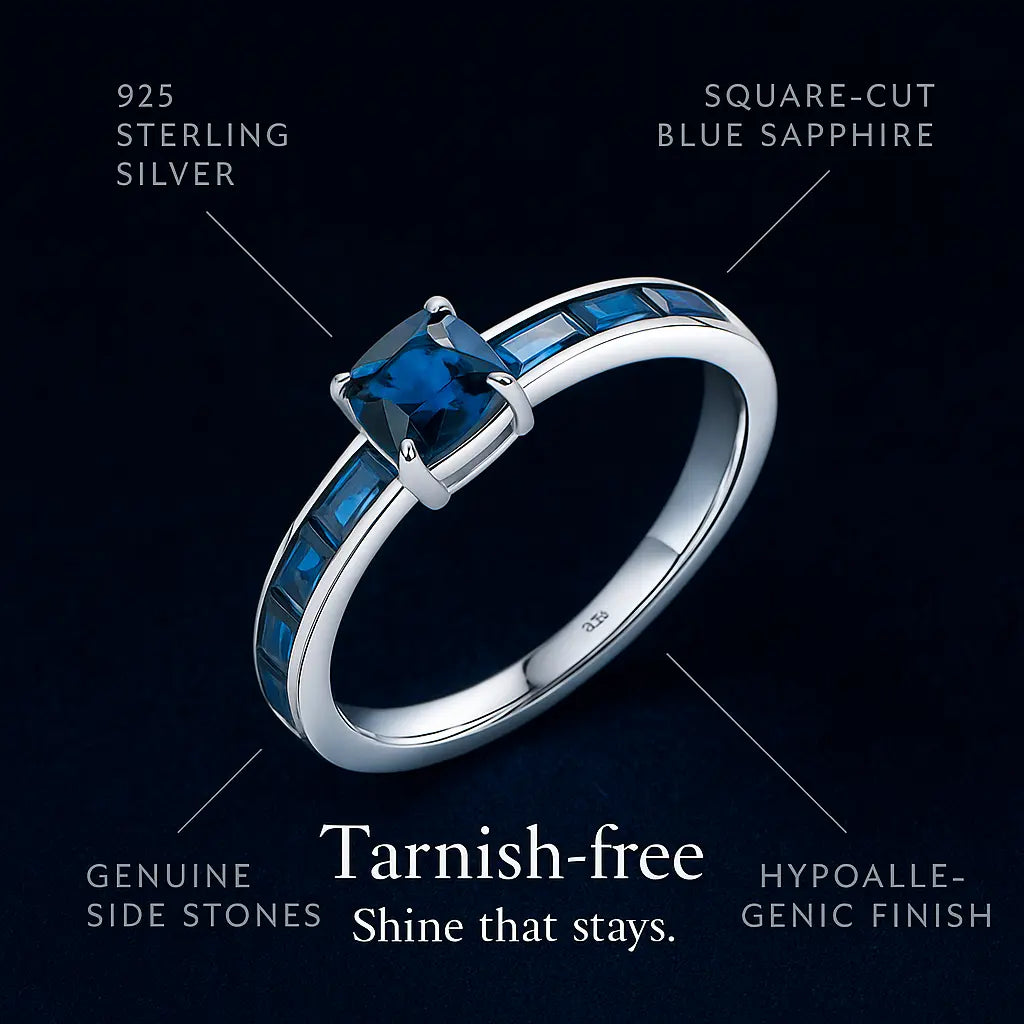 925 Sterling Silver Blue Sapphire Ring