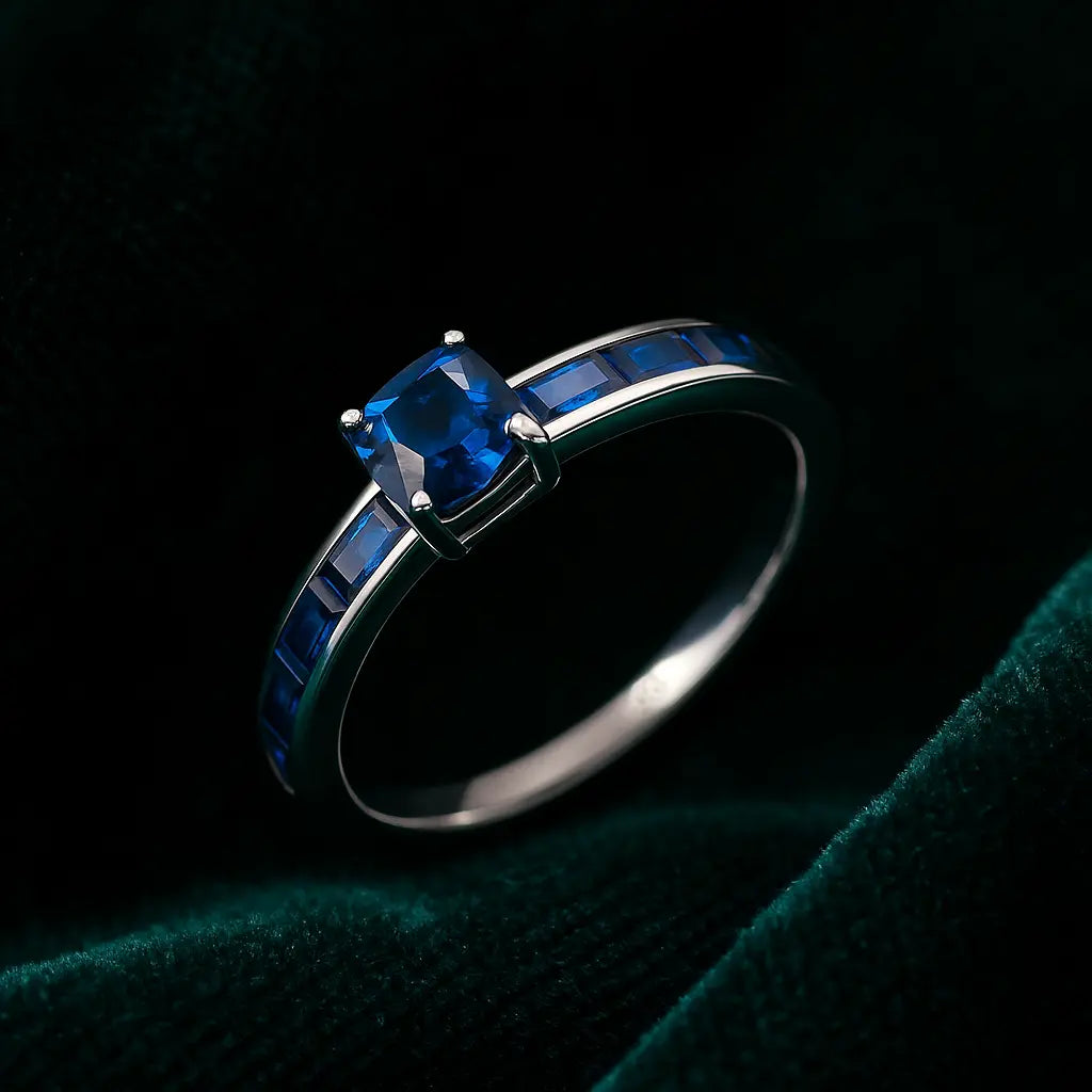 925 Sterling Silver Blue Sapphire Ring