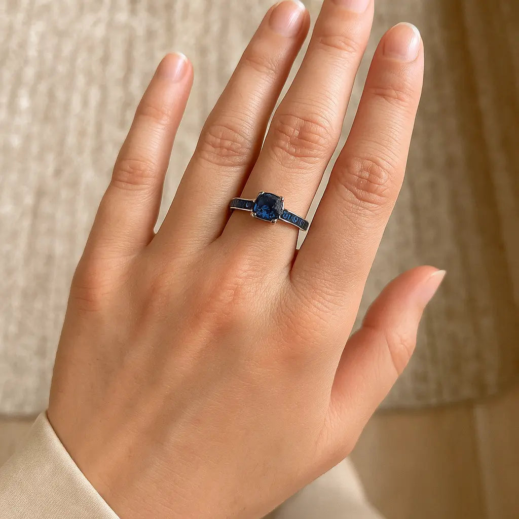 925 Sterling Silver Blue Sapphire Ring