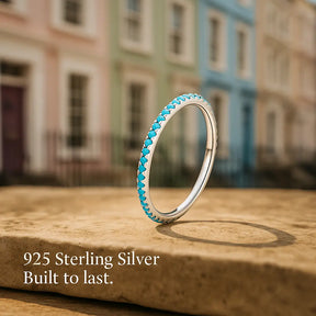 925 Sterling Silver Blue Set Ring