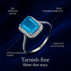 925 Sterling Silver Blue Tourmaline Ring