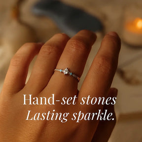 925 Sterling Silver Blue Zirconia Ring Set