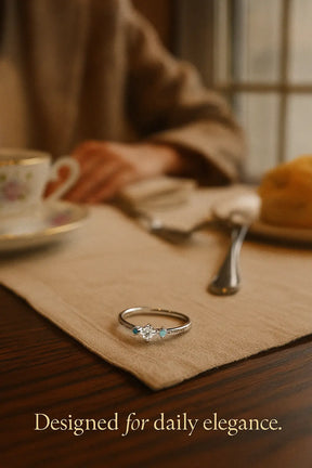 925 Sterling Silver Blue Zirconia Ring Set