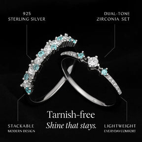 925 Sterling Silver Blue Zirconia Ring Set