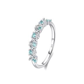 “Sterling silver ring set with blue zirconia – delicate and stackable duo for elegant everyday wear or gifting”