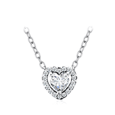 Sterling silver heart necklace with brilliant cut – romantic and sparkling pendant symbolising love and elegance