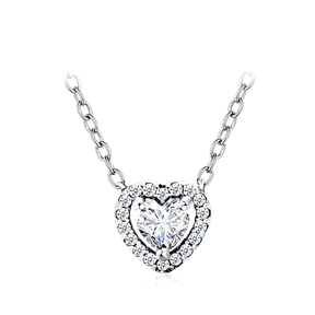 Sterling silver heart necklace with brilliant cut – romantic and sparkling pendant symbolising love and elegance
