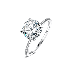 “Sterling silver solitaire ring with brilliant-cut zirconia – classic promise or engagement style for elegant occasions”
