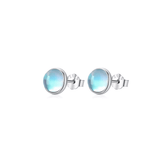Sterling silver stud earrings with luminous blue stones – celestial-inspired design for elegance and serenity