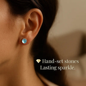 925 Sterling Silver Celestial Serenity Earrings with Blue Stone