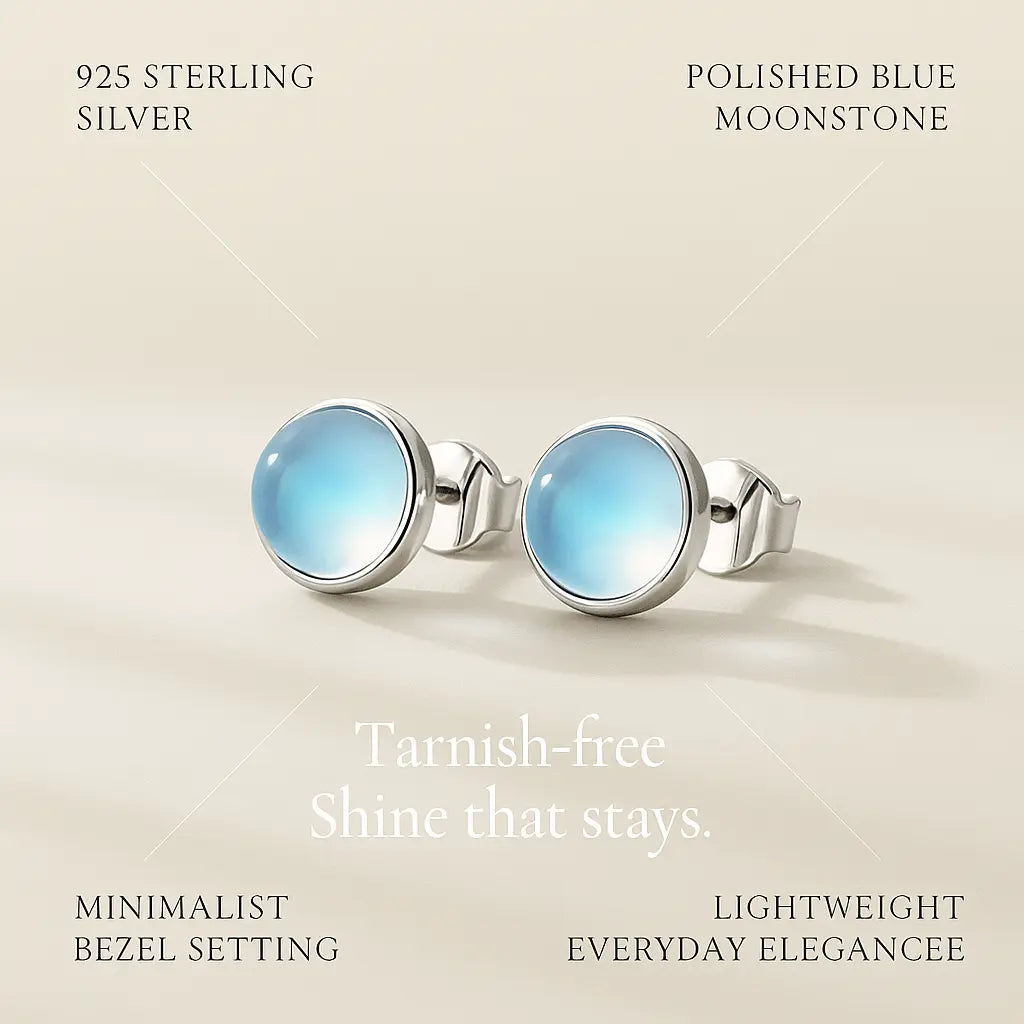 925 Sterling Silver Celestial Serenity Earrings with Blue Stone