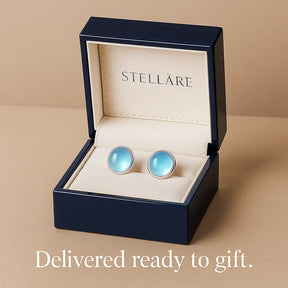925 Sterling Silver Celestial Serenity Earrings with Blue Stone