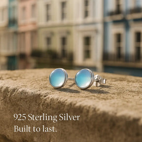 925 Sterling Silver Celestial Serenity Earrings with Blue Stone
