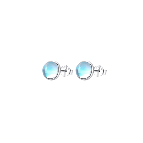 Sterling silver stud earrings with luminous blue stones – celestial-inspired design for elegance and serenity