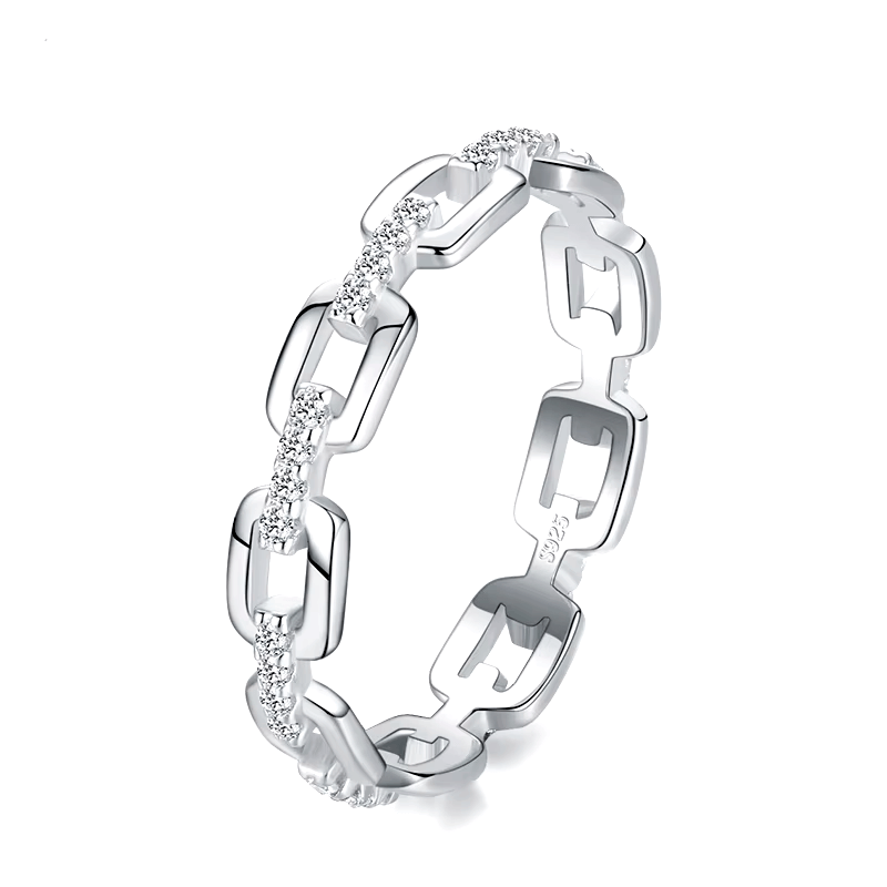 Sterling silver chain-style ring – bold and modern jewellery design with statement appeal
