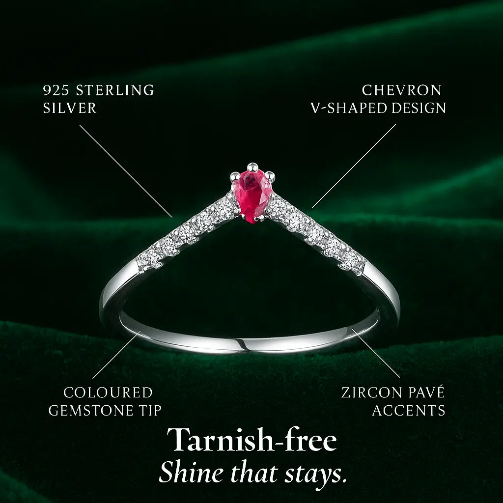 925 Sterling Silver Colorful Chevron Ring