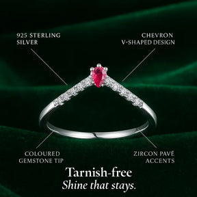 925 Sterling Silver Colorful Chevron Ring