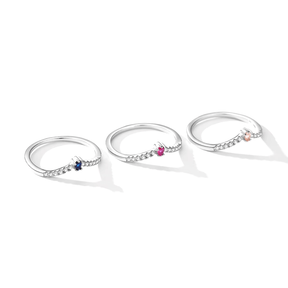 Sterling silver chevron ring with colourful gemstones – minimalist v-shaped band ideal for stacking or gifting