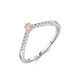 Sterling silver chevron ring with colourful gemstones – minimalist v-shaped band ideal for stacking or gifting
