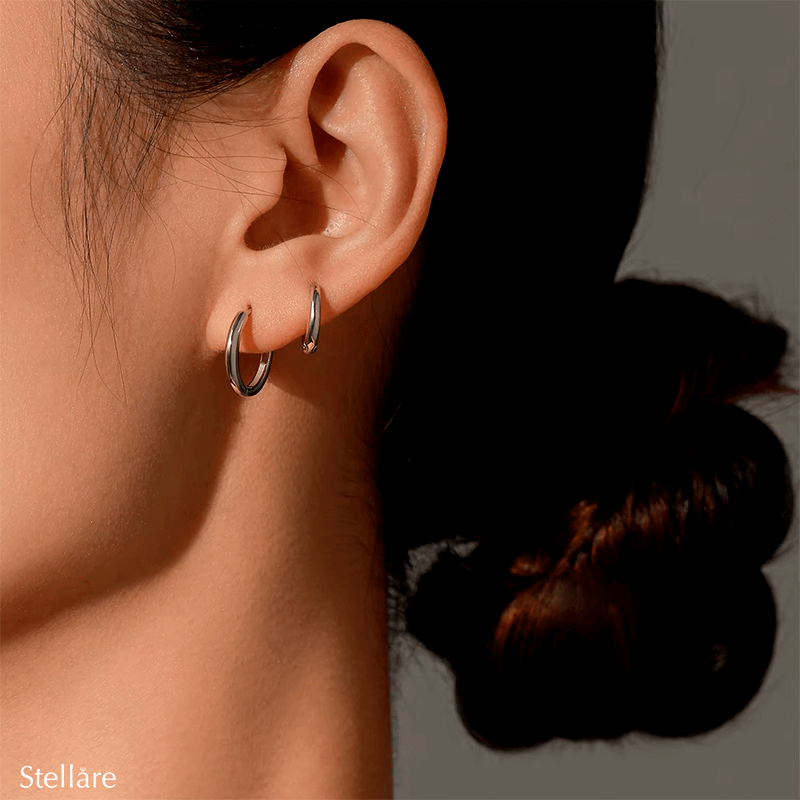 Sterling silver polished hoop earrings in various sizes – timeless, lightweight and versatile set for everyday elegance