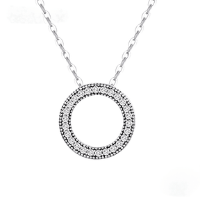 Sterling silver circle of love necklace – elegant symbol of unity and timeless design with subtle sparkle