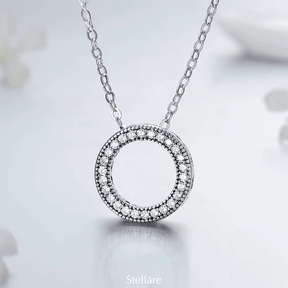 Sterling silver circle of love necklace – elegant symbol of unity and timeless design with subtle sparkle