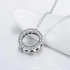 Sterling silver circle of love necklace – elegant symbol of unity and timeless design with subtle sparkle