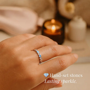 925 Sterling Silver Colorful Hearts Ring