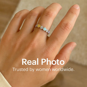 925 Sterling Silver Colorful Hearts Ring