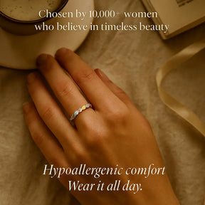 925 Sterling Silver Colorful Hearts Ring