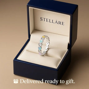 925 Sterling Silver Colorful Hearts Ring