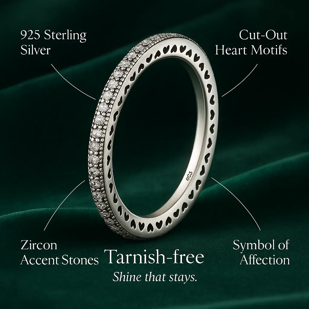 925 Sterling Silver Cut-Out Hearts Ring