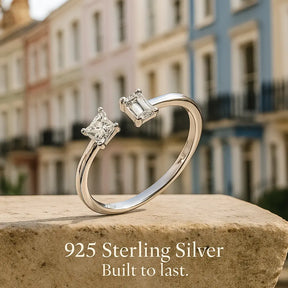 925 Sterling Silver Double Stone Ring