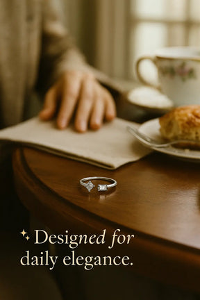 925 Sterling Silver Double Stone Ring