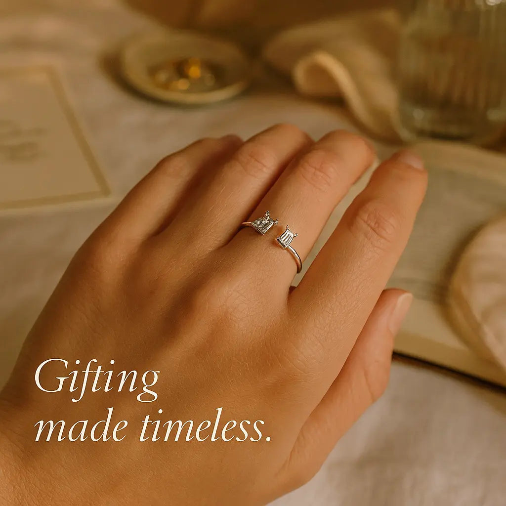 925 Sterling Silver Double Stone Ring
