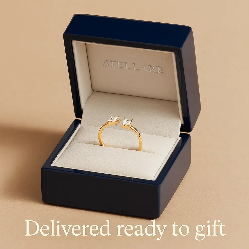 925 Sterling Silver Double Stone Ring