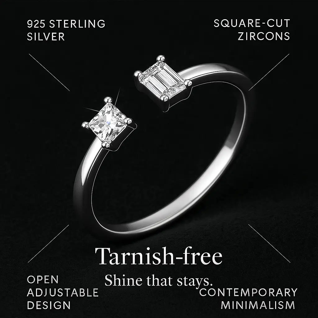 925 Sterling Silver Double Stone Ring
