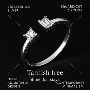 925 Sterling Silver Double Stone Ring