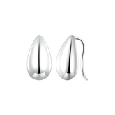 Sterling silver drop earrings with smooth polished teardrop design – minimalist and elegant for daily or formal wear