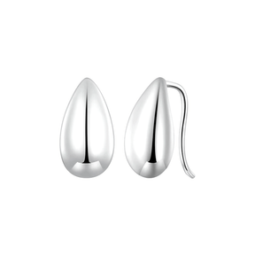 Sterling silver drop earrings with smooth polished teardrop design – minimalist and elegant for daily or formal wear