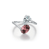 Sterling silver ring with pink and clear zirconia stones – elegant dual-stone design for modern and bold styling