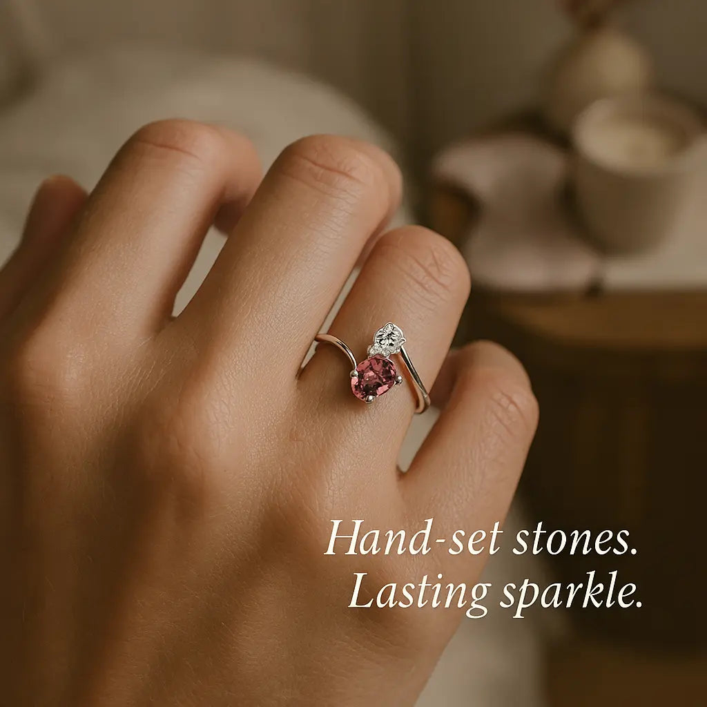 925 Sterling Silver Dual Stone Ring