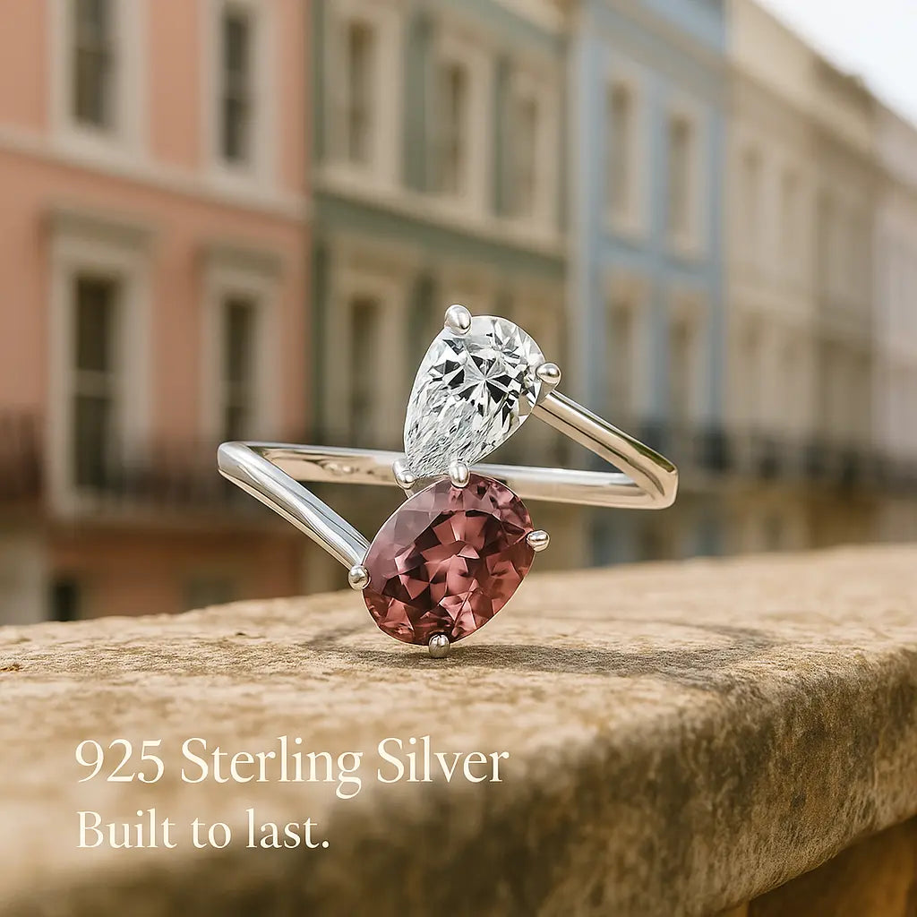 925 Sterling Silver Dual Stone Ring