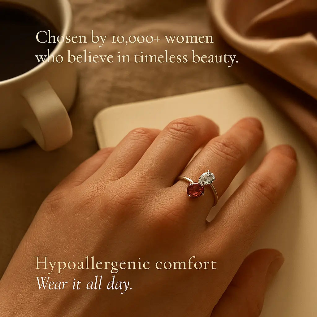 925 Sterling Silver Dual Stone Ring