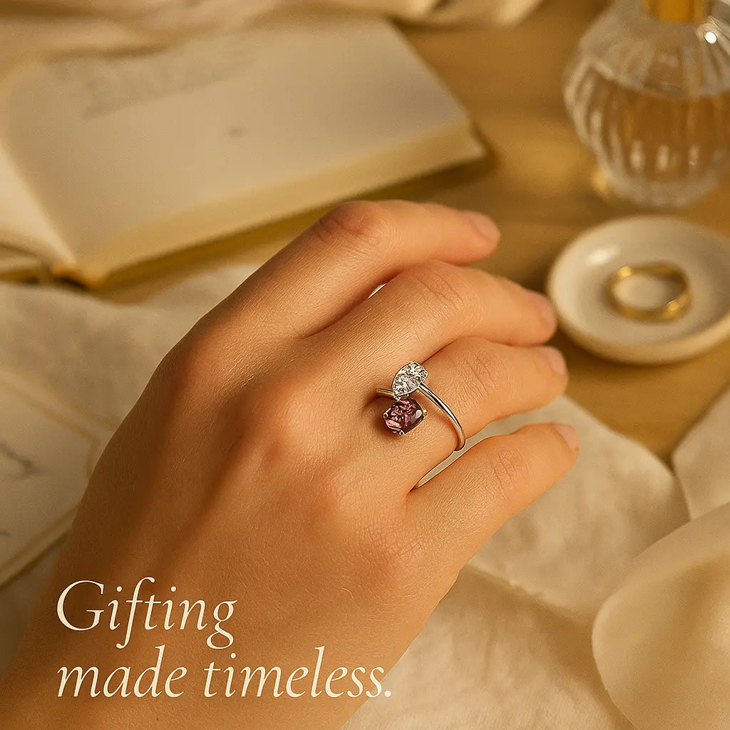 925 Sterling Silver Dual Stone Ring
