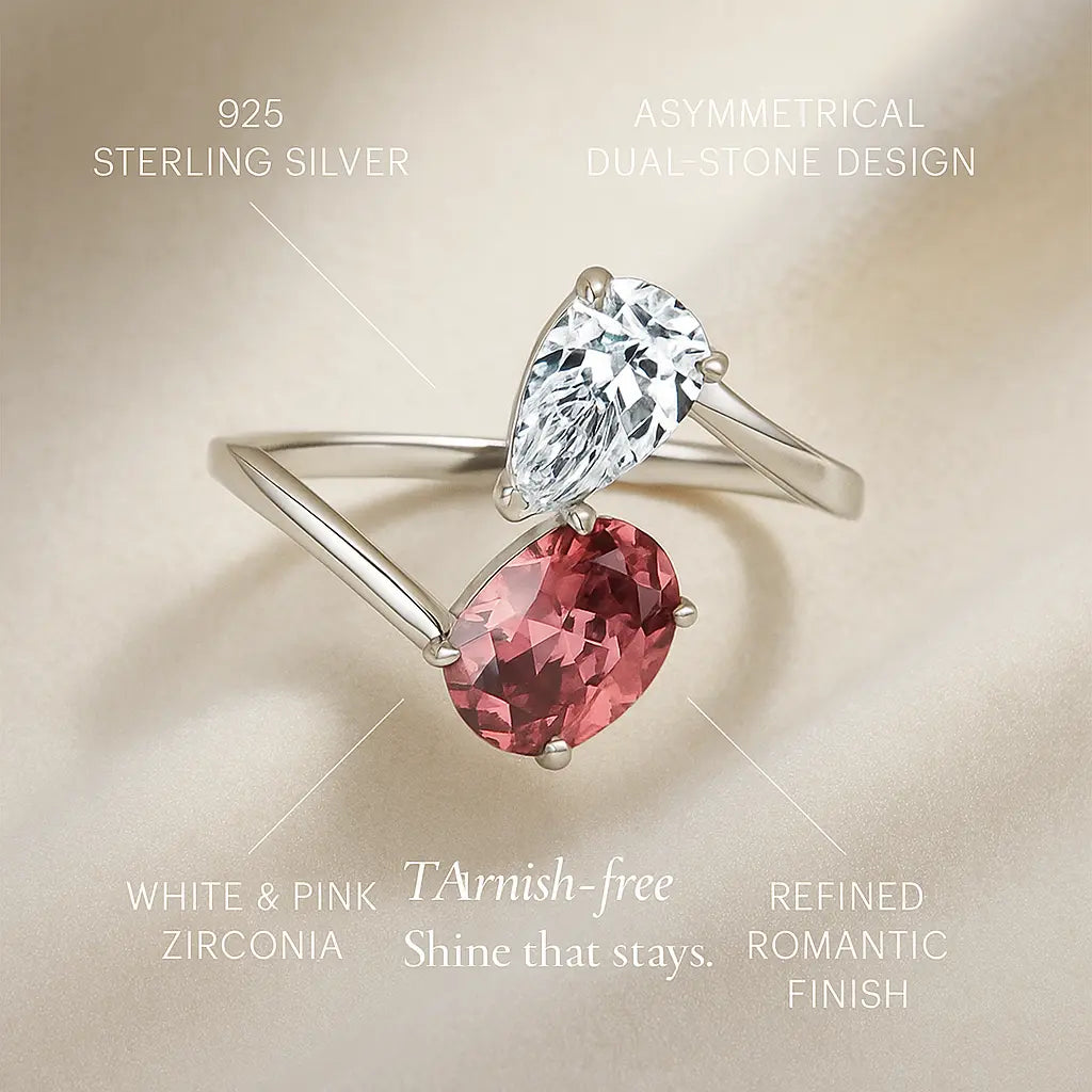 925 Sterling Silver Dual Stone Ring