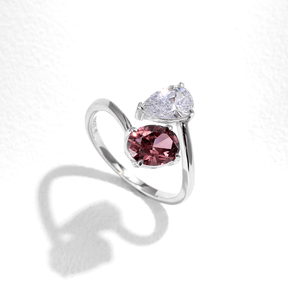 Sterling silver ring with pink and clear zirconia stones – elegant dual-stone design for modern and bold styling