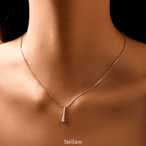 Sterling silver Y-shaped drop necklace – elegant and minimalist pendant with vertical shine for refined style