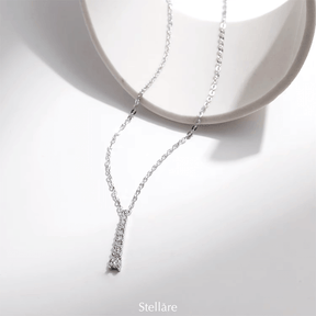 Sterling silver Y-shaped drop necklace – elegant and minimalist pendant with vertical shine for refined style